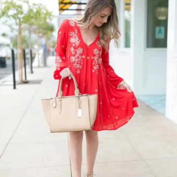 Free People Dresses & Skirts - Free People Dress Women's Small S Sweet Tennessee Red Embroidered Tomato Girl